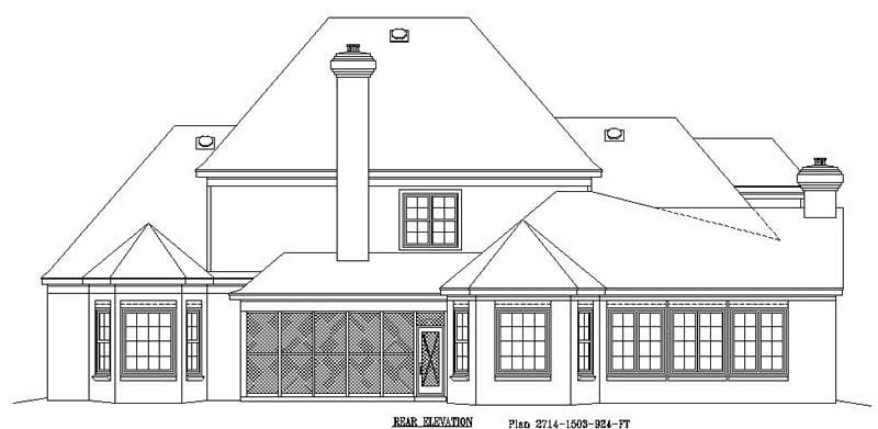 Home Plan Rear Elevation of this 4-Bedroom,4182 Sq Ft Plan -170-1929