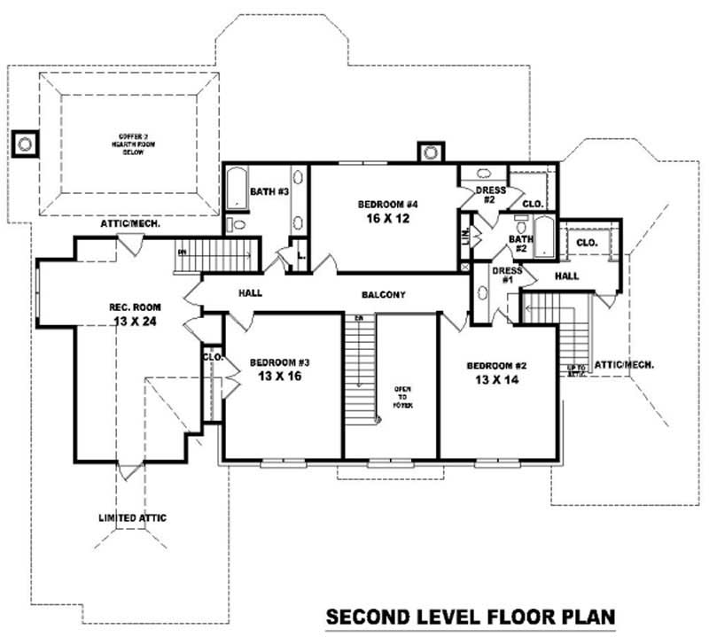 Floor Plan Second Story of French Plan #170-1929