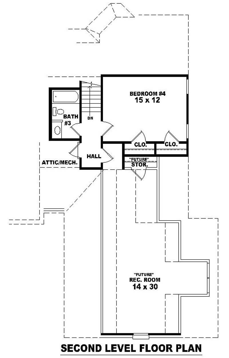 Floor Plan Second Story of Luxury Plan #170-1930