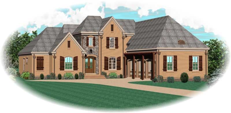Front view of Country home (ThePlanCollection: House Plan #170-1932)