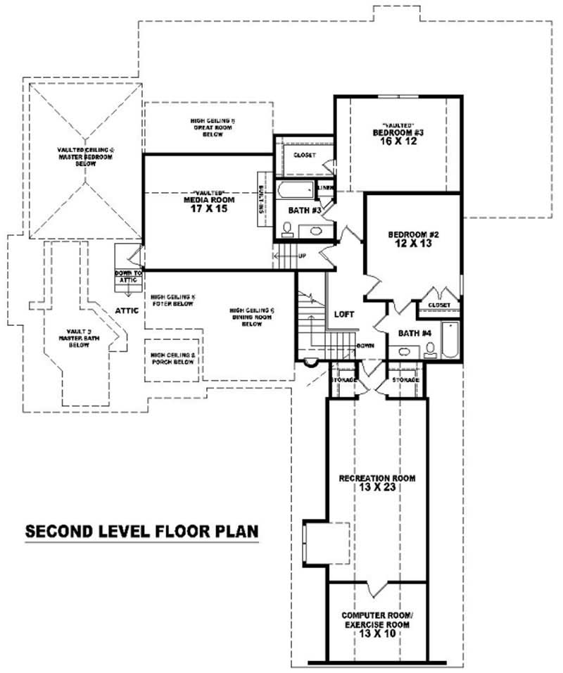 Floor Plan Second Story of French Plan #170-1933