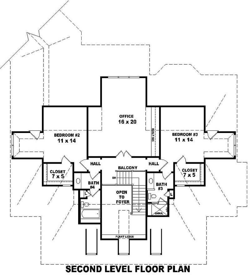 Floor Plan Second Story of French Plan #170-1941