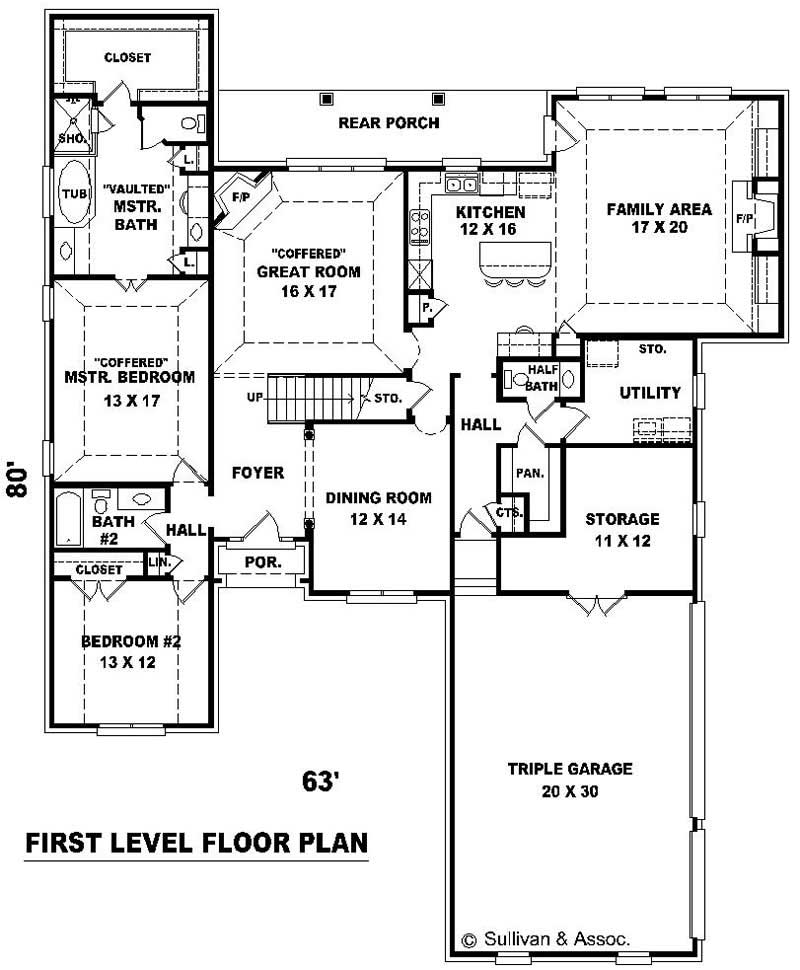 Floor Plan First Story of French Plan #170-1942
