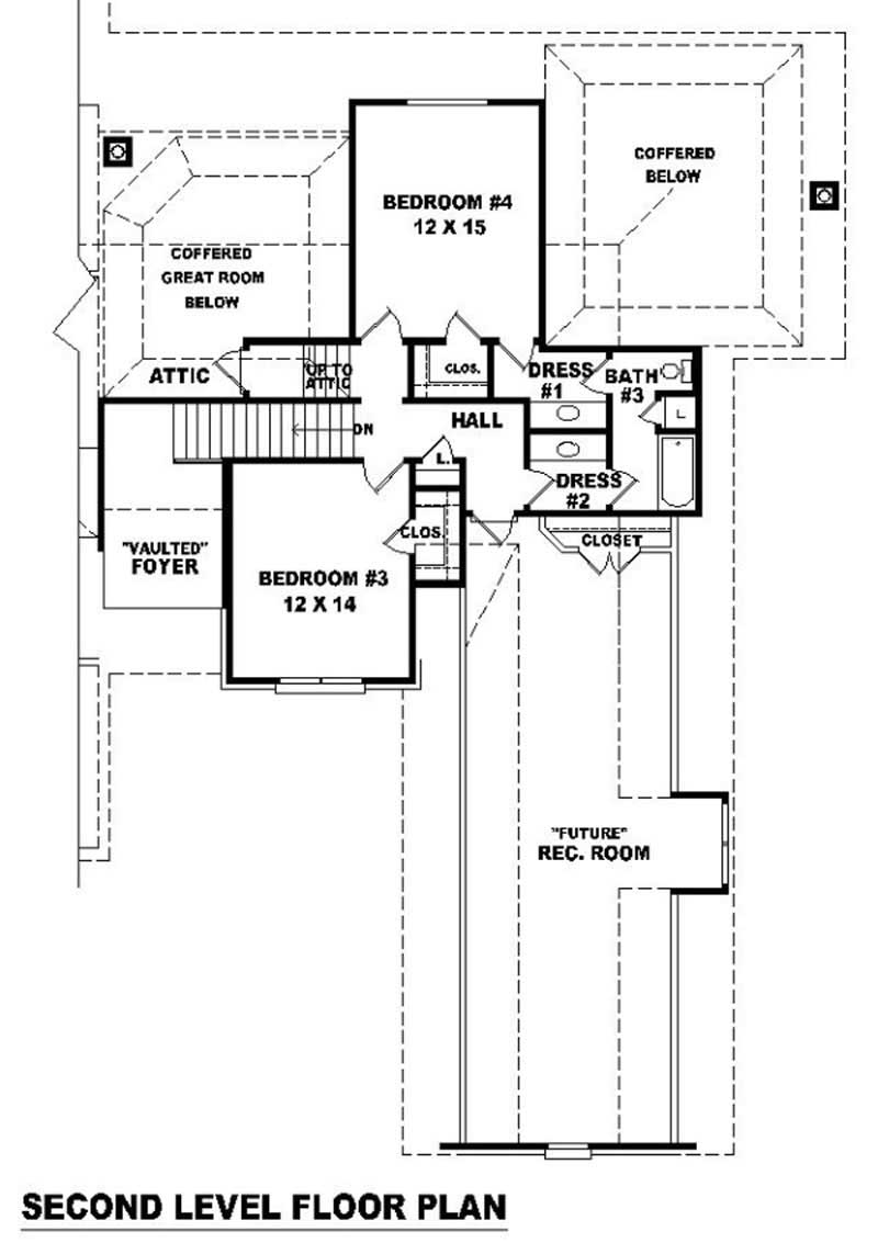 Floor Plan Second Story of French Plan #170-1942