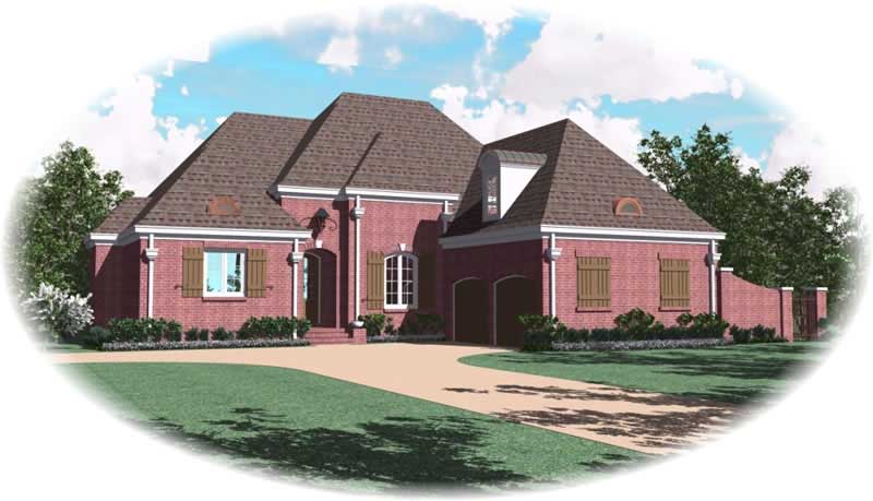 Front view of Country home (ThePlanCollection: House Plan #170-1943)