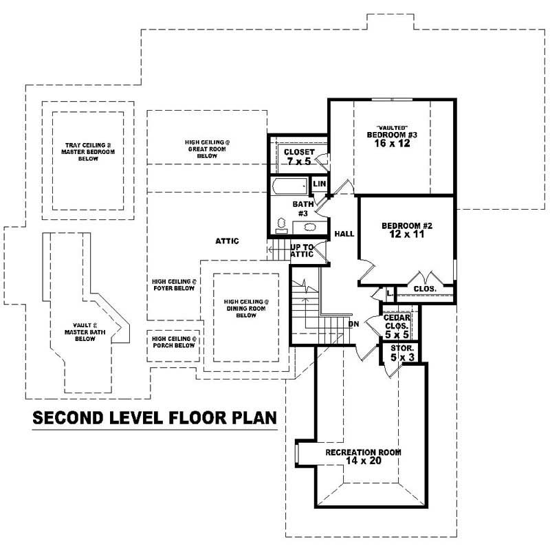 Floor Plan Second Story of Country Plan #170-1943