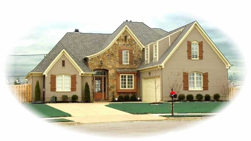 Front view of French home (ThePlanCollection: House Plan #170-1944)