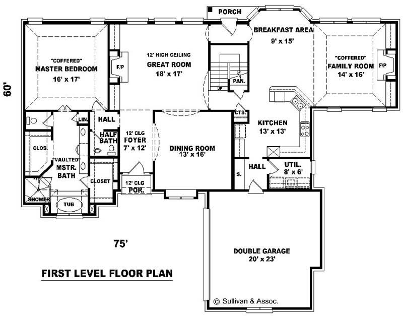 Floor Plan First Story of French Plan #170-1944