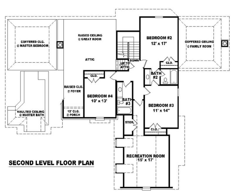 Floor Plan Second Story of French Plan #170-1944