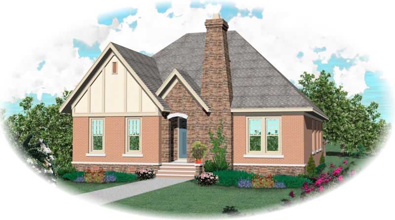 Front view of Craftsman home (ThePlanCollection: House Plan #170-1946)