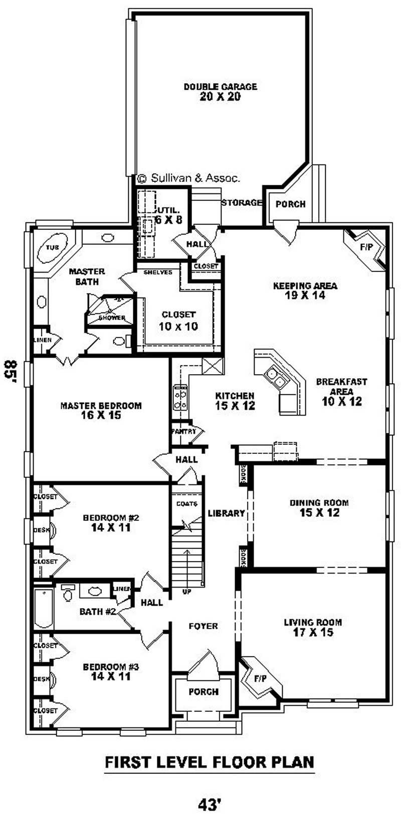 Floor Plan First Story of Craftsman Plan #170-1946