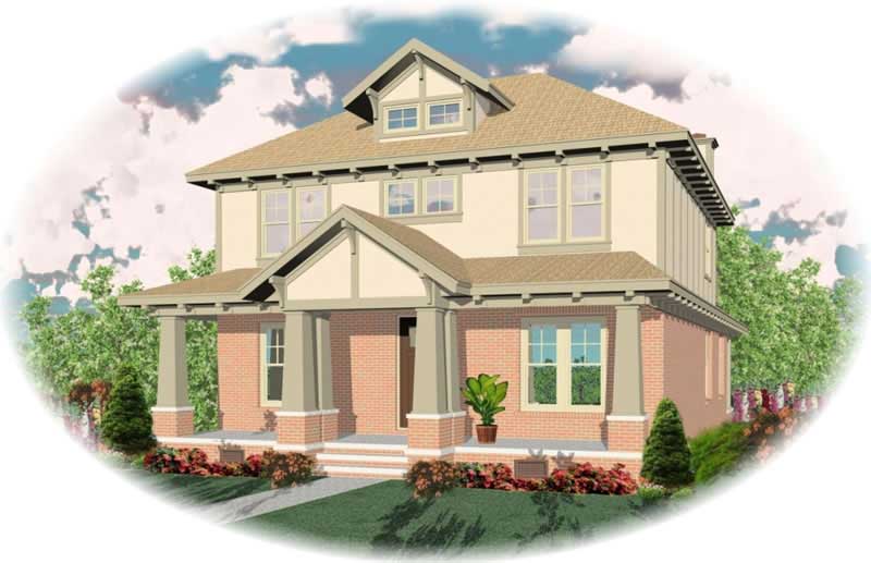 Front view of Craftsman home (ThePlanCollection: House Plan #170-1948)