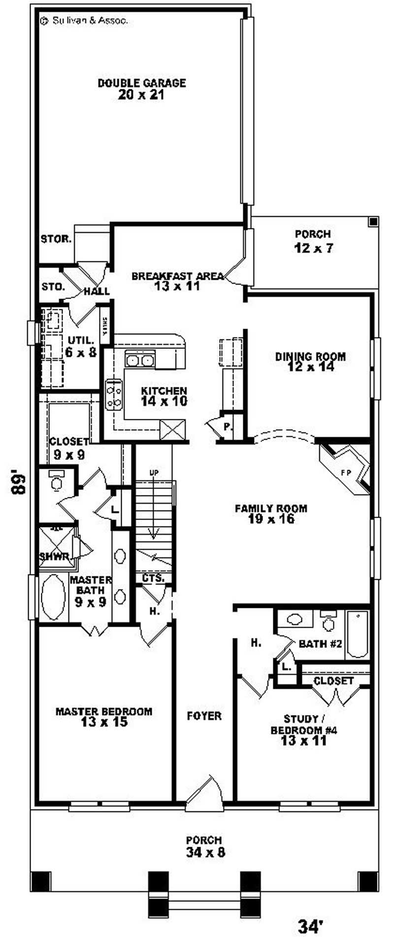 Floor Plan First Story of Craftsman Plan #170-1948