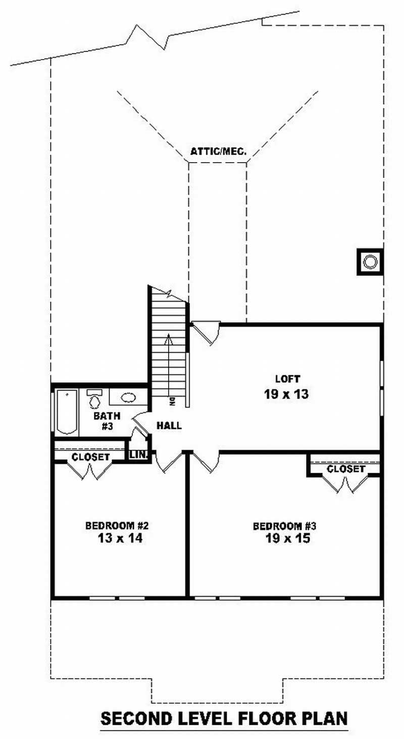 Floor Plan Second Story of Craftsman Plan #170-1948