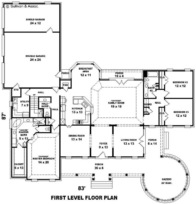 Floor Plan First Story of Country Plan #170-1950