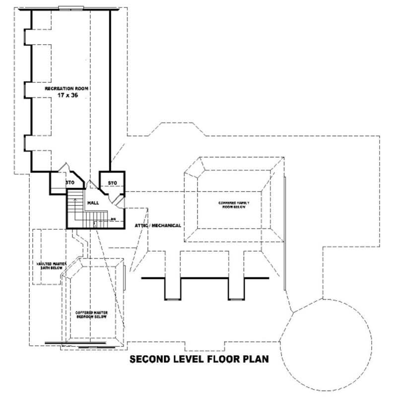 Floor Plan Second Story of Country Plan #170-1950