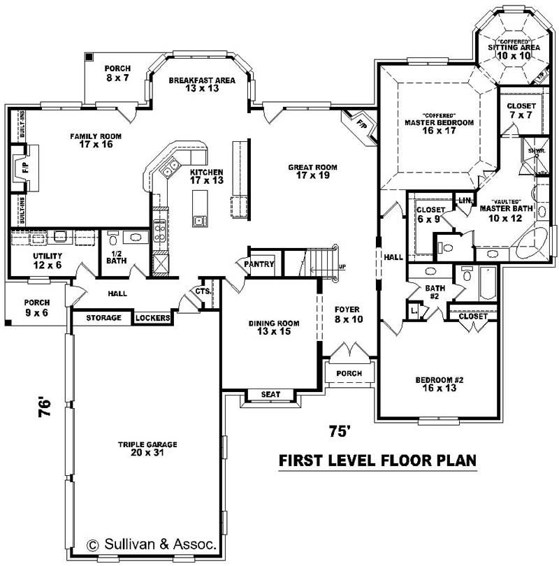 Floor Plan First Story of French Plan #170-1955