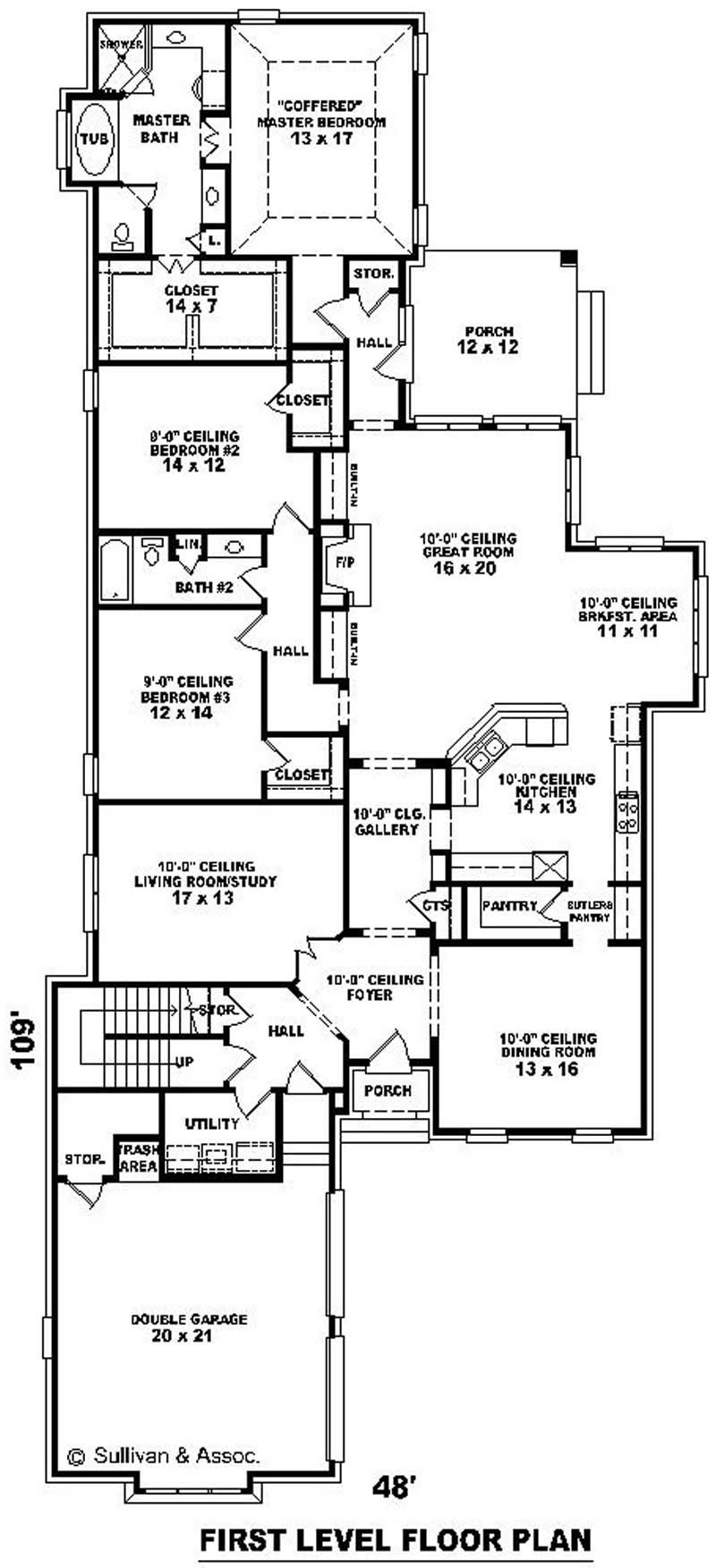 Floor Plan First Story of French Plan #170-1958