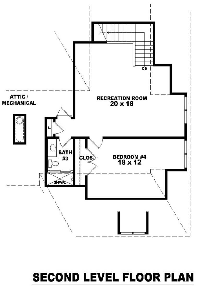 Floor Plan Second Story of French Plan #170-1959