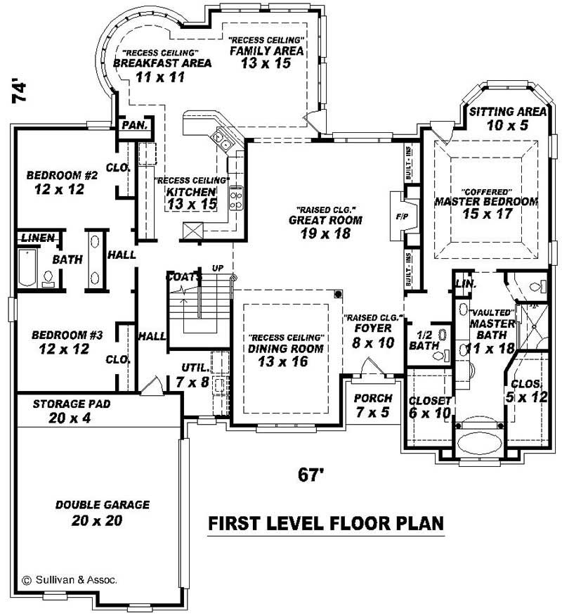 Floor Plan First Story of Country Plan #170-1961