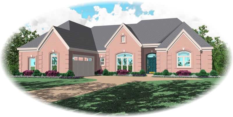 Front view of Country home (ThePlanCollection: House Plan #170-1962)