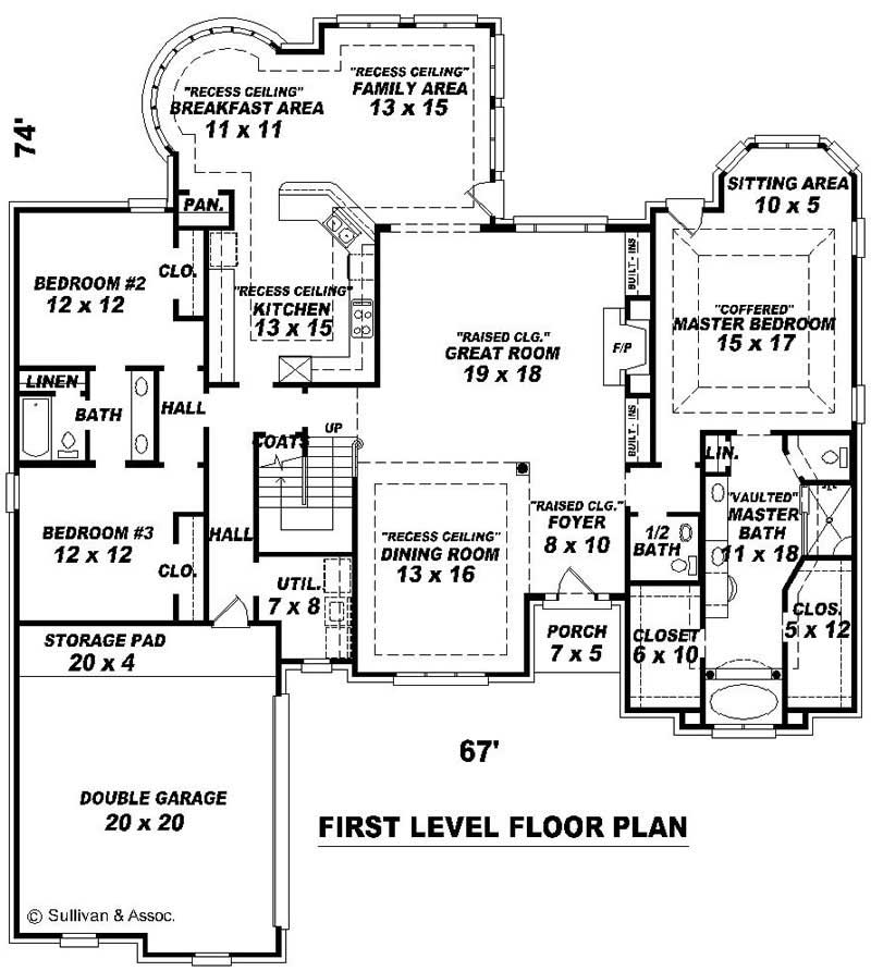 Floor Plan First Story of Country Plan #170-1962