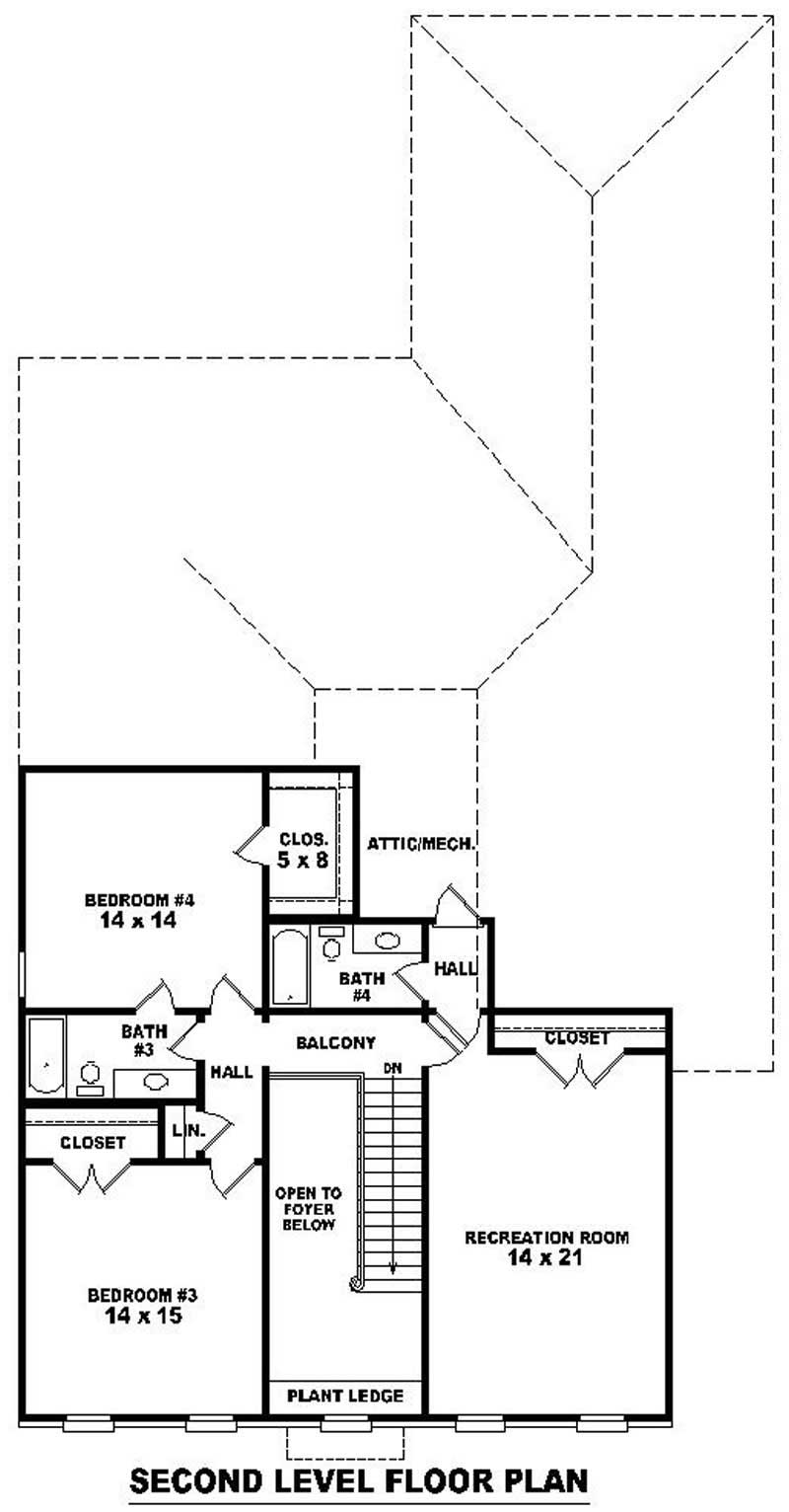 Floor Plan Second Story of Luxury Plan #170-1965