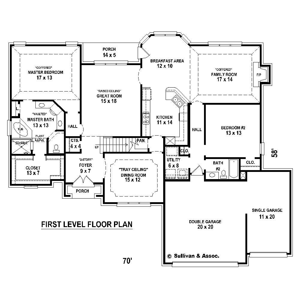 Floor Plan First Story of Country Plan #170-1968