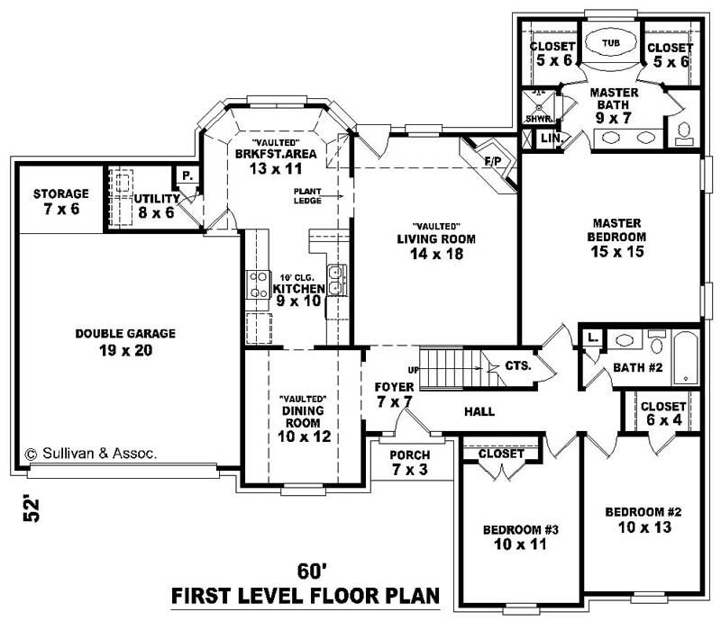 Floor Plan First Story of French Plan #170-1970