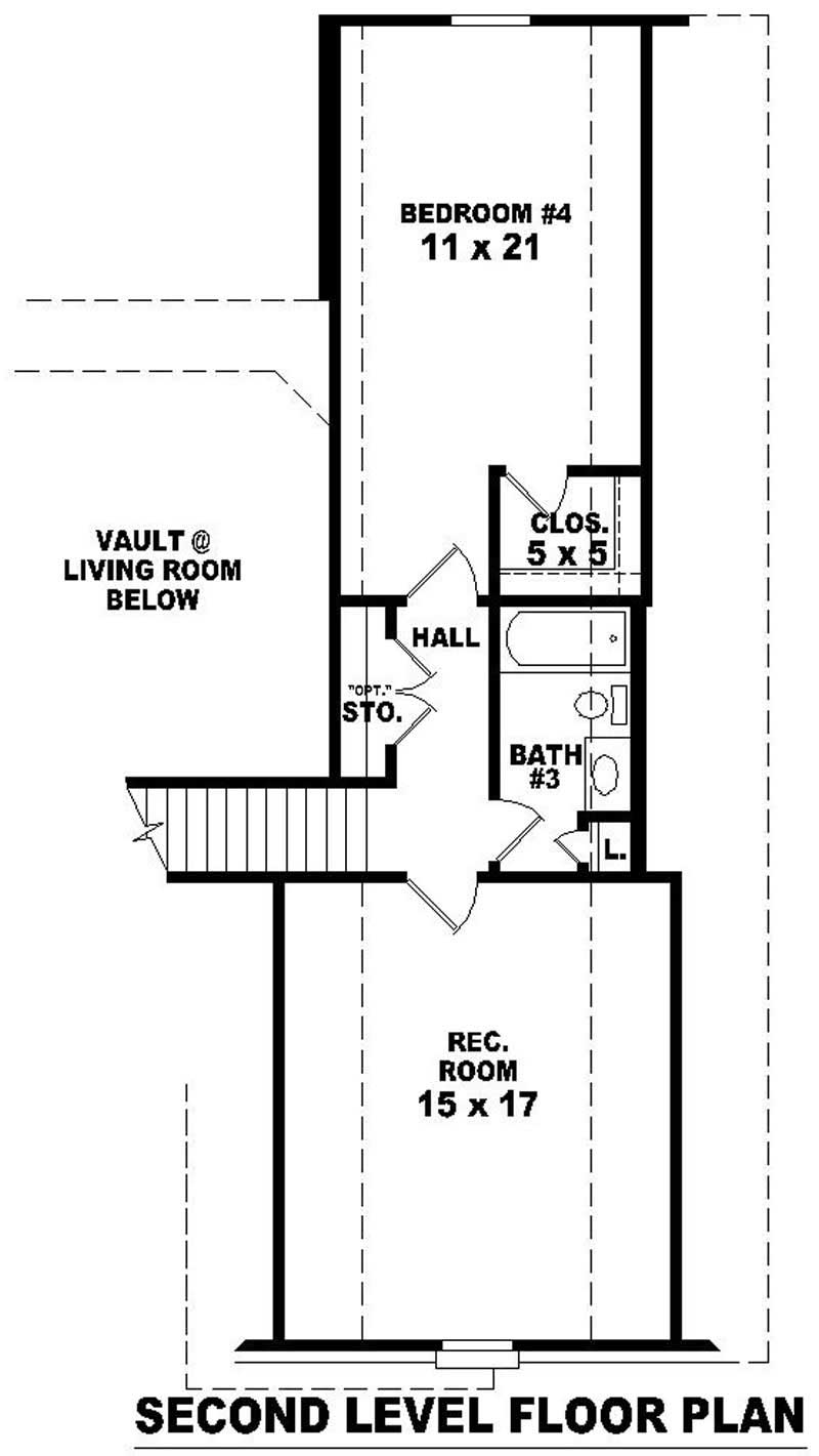Floor Plan Second Story of French Plan #170-1970