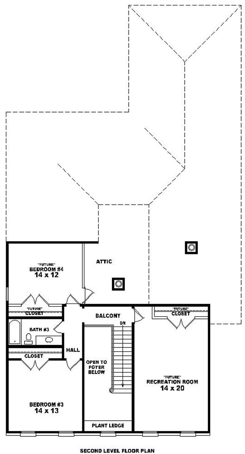 Floor Plan Second Story of Traditional Plan #170-1973