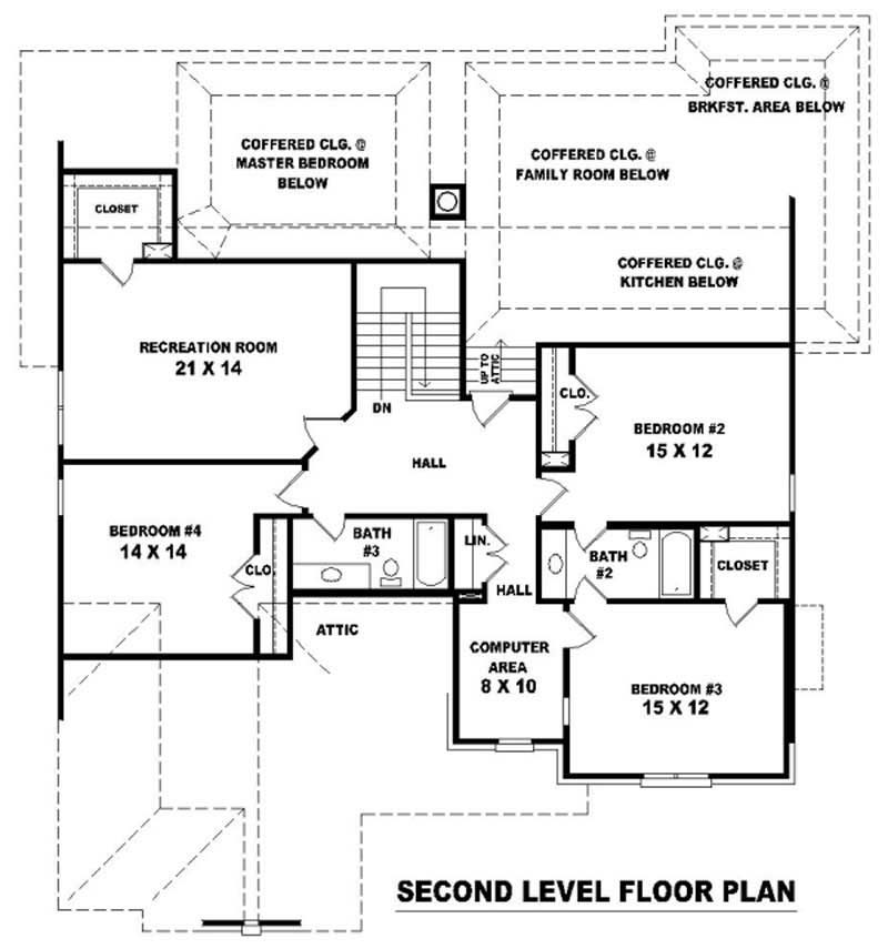 Floor Plan Second Story of Luxury Plan #170-1974
