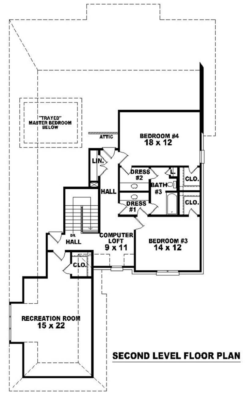 Floor Plan Second Story of French Plan #170-1976