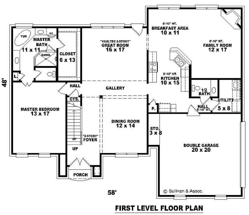 Floor Plan First Story of French Plan #170-1977