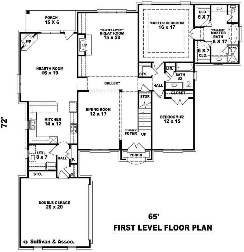 Floor Plan First Story of Country Plan #170-1980