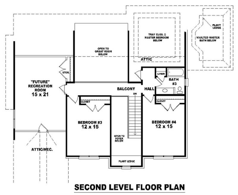 Floor Plan Second Story of Country Plan #170-1980