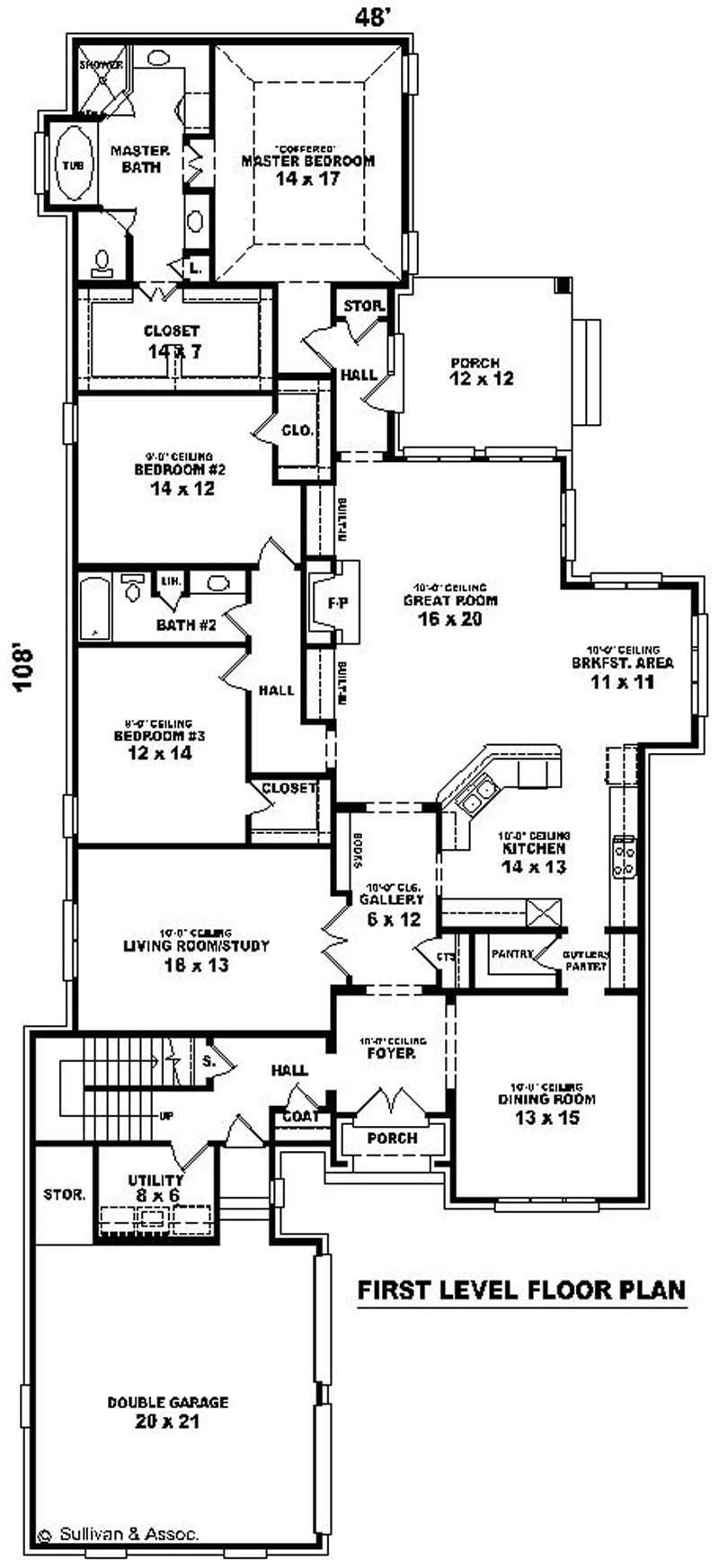 Floor Plan First Story of French Plan #170-1983
