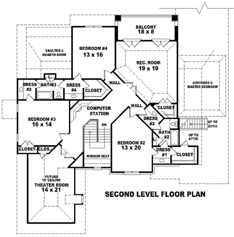 Floor Plan Second Story of Country Plan #170-1986