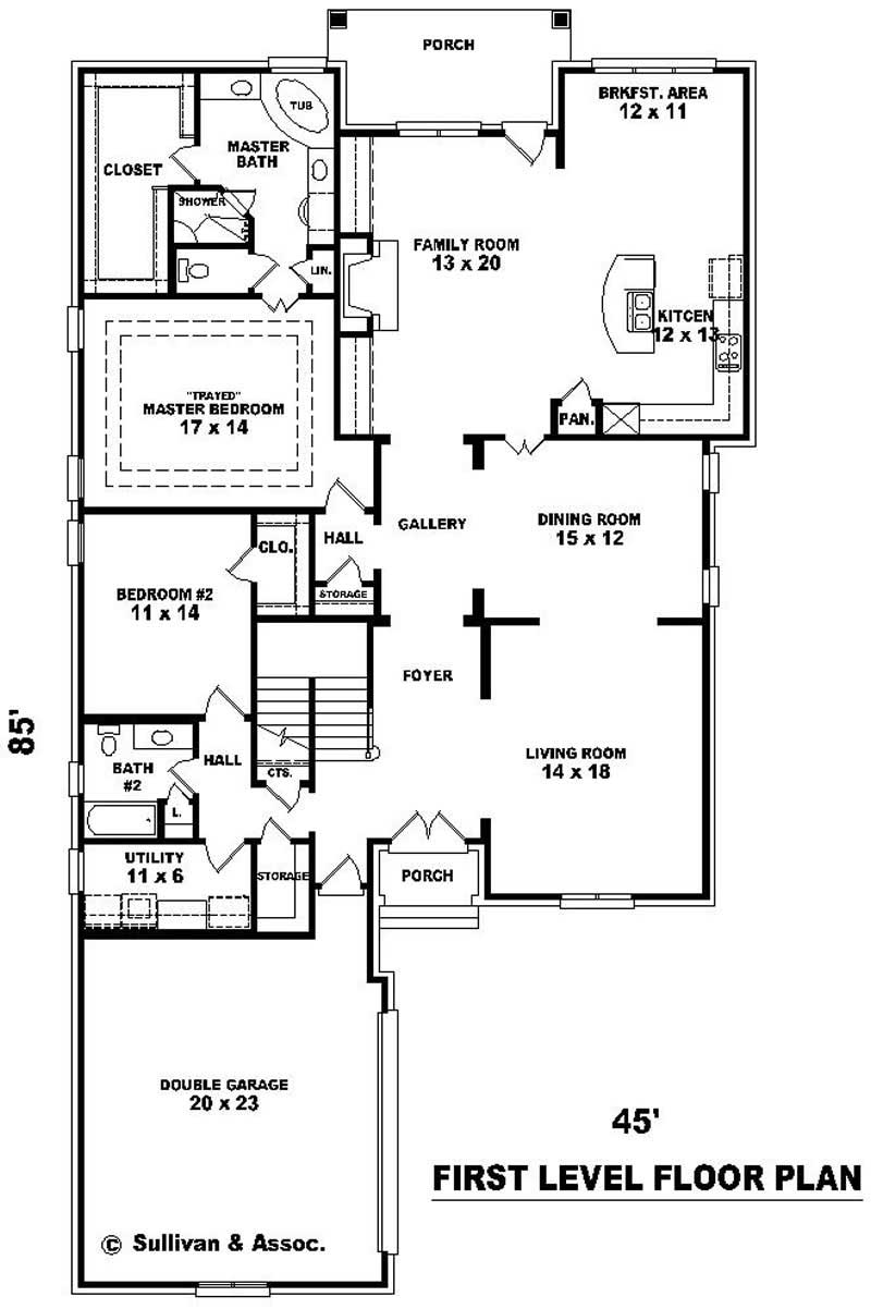 Floor Plan First Story of French Plan #170-1987