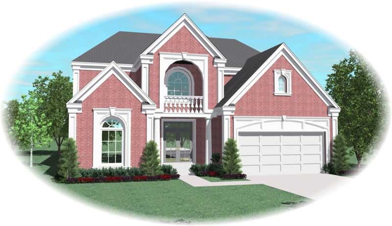Front view of French home (ThePlanCollection: House Plan #170-1988)