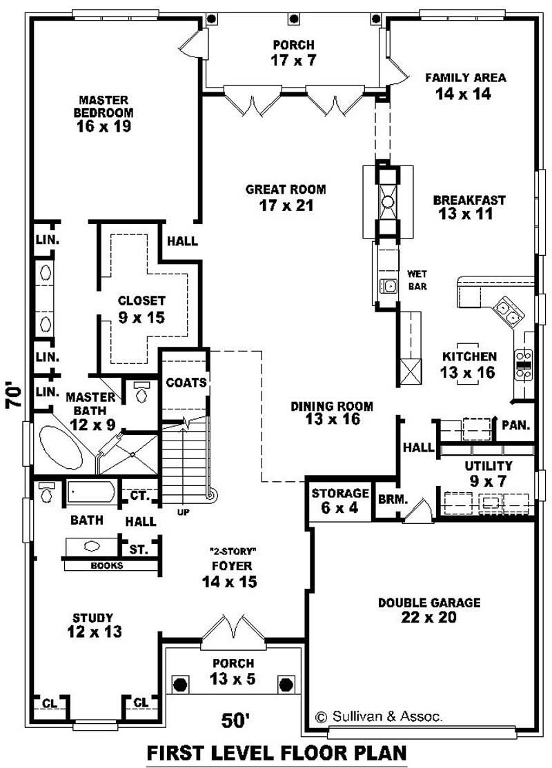 Floor Plan First Story of French Plan #170-1988