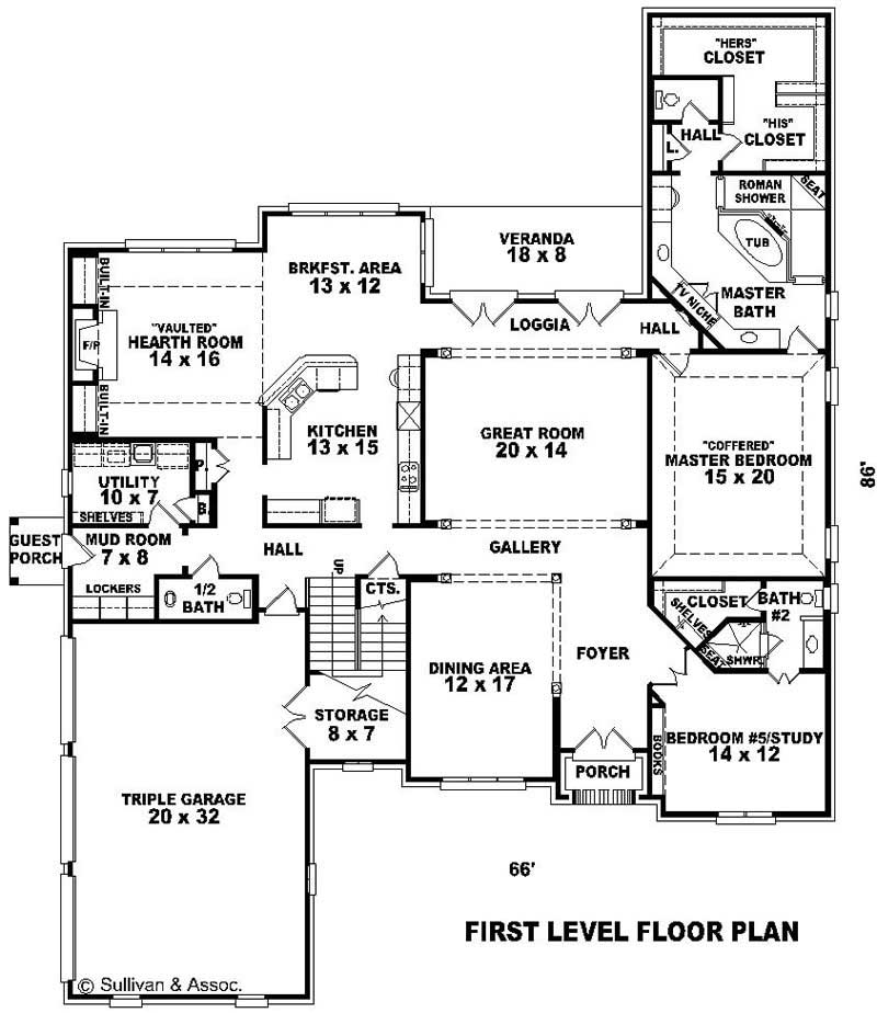 Floor Plan First Story of French Plan #170-1990