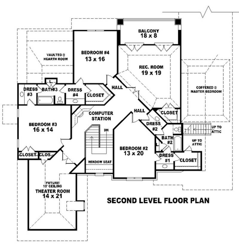 Floor Plan Second Story of French Plan #170-1990