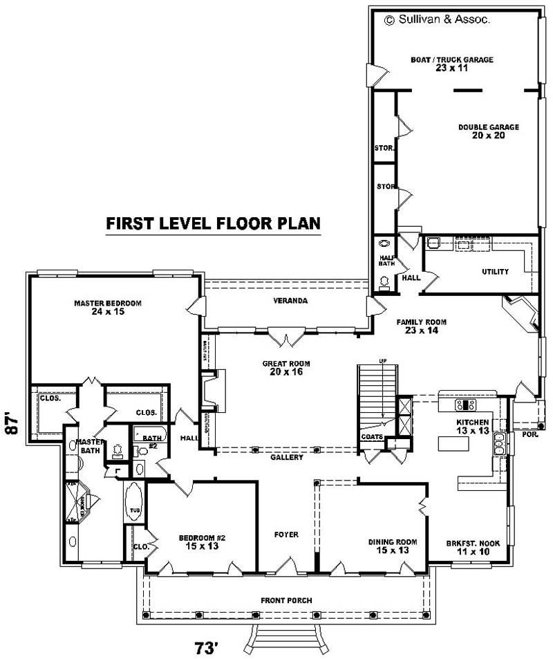 Floor Plan First Story of Country Plan #170-1991