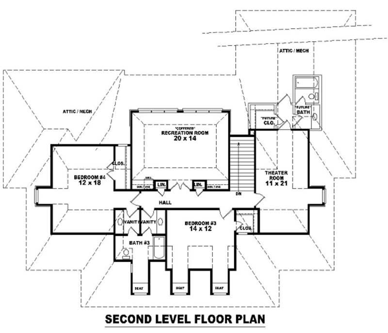 Floor Plan Second Story of Country Plan #170-1991
