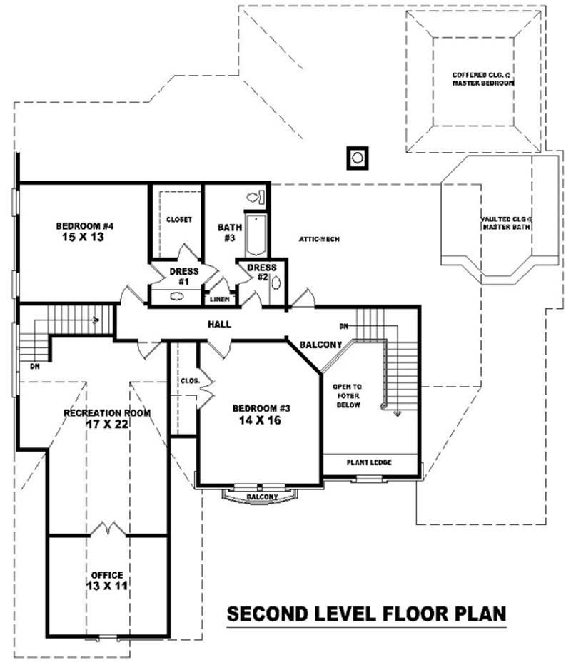 Floor Plan Second Story of French Plan #170-1996