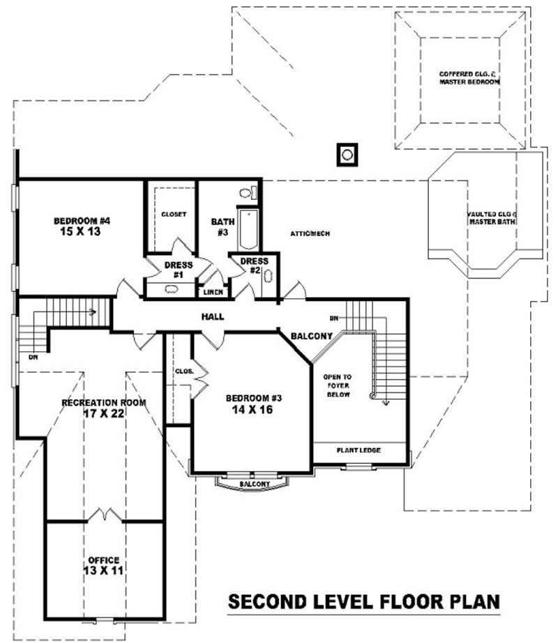 Floor Plan Second Story of French Plan #170-1997