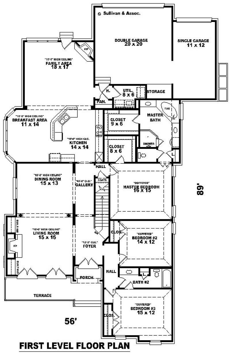 Floor Plan First Story of French Plan #170-1999