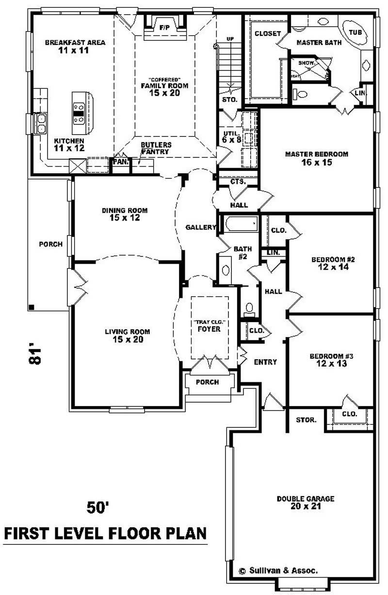 Floor Plan First Story of French Plan #170-2007