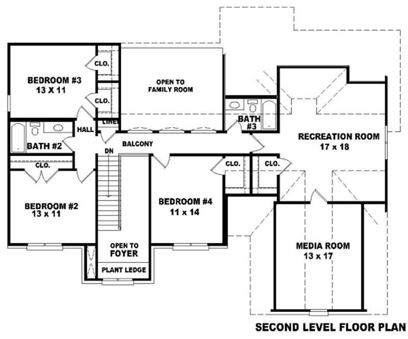 Floor Plan Second Story of Luxury Plan #170-2009